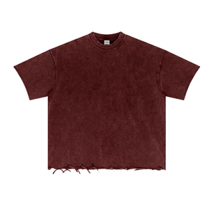 T-shirt oversize vintage beige délavé pour homme – Tee-shirt streetwear à manches courtes et ourlet brut vieilli - Product Image 6