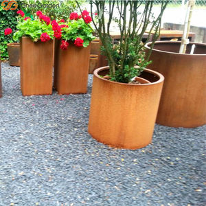 Jardinière ronde classique en acier Corten tendance 2026 - Pot de fleurs robuste en acier patinable pour jardin - Product Image 5