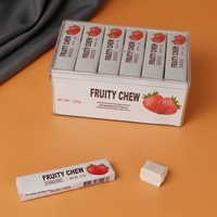 Fruity Chew Strawberry Gummy Candy Fruit Flavor Chewy Soft Candy with Sugar Individual Stick Pack Clear Display Box Wholesale