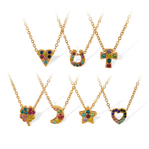 Collar con Colgante de Moda, Aleación de Zinc, Engaste Pavé, Estrella, Cruz, Corazón, Trébol de Cuatro Hojas, Joyería de Regalo - Product Image 5