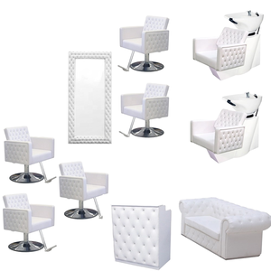 Ensemble de mobilier de salon ergonomique en cuir synthétique durable, fauteuil de coiffure inclinable, miroir réglable en hauteur, portable pour hôtel et atelier - Product Image 1
