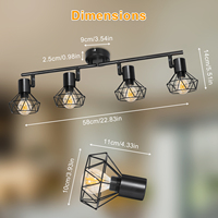 Plafonnier Orientable à 4 Points E14 avec Cage en Fer de Style Design Européen et Style Européen Élégant