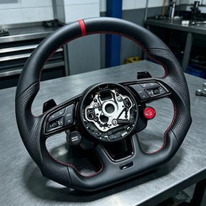 Volant sport RS entièrement en cuir avec bouton de démarrage compatible <span class=keywords><strong>Audi</strong></span> B8.5 S4 S5 RS5 RS6 <span class=keywords><strong>Q5</strong></span> Q7 A3 S3 A8 A1 A6 RS7 A7 A4 RS4 TT - Product Image 1