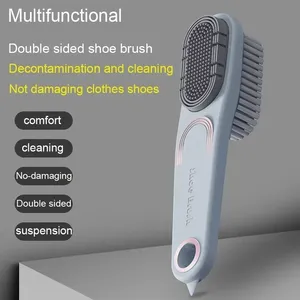 Wholesale Double-Sided Shoe Brush Soft Bristled Cleaning <b>Silicone</b> Head Long Handle Clothes Shoes Household Cleaner <b>Tools</b> - Product Image 4