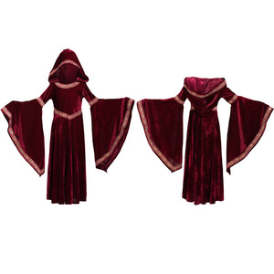 <span class=keywords><strong>Costume</strong></span> de sorcière païenne pour fille et enfant, robe gothique à capuche en velours, Costumes de <span class=keywords><strong>carnaval</strong></span> d'halloween - Product Image 6