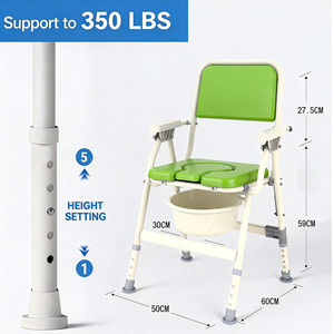Silla de Inodoro Plegable de Acero con Alto Contenido de Carbono, Soporta 300 Libras, Taburete para Inodoro para Uso en Rehabilitación Domiciliaria - Product Image 3