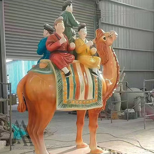 Exclusiva Estatua de Músicos de Camello Tang Sancai Pintada a Mano en Varios Colores, de Fibra de Vidrio, Arte <span class=keywords><strong>Cultural</strong></span> Coleccionable para Espacios de Lujo - Product Image 3