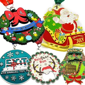 Factory Custom Design Metal Kids Running 3D Christmas Medal