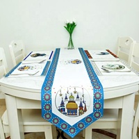 Décoration de la maison Table à manger rectangulaire Eid Mubarak fournitures de fête Ramadan nappe musulmane ensemble de chemin de Table 5 pièces