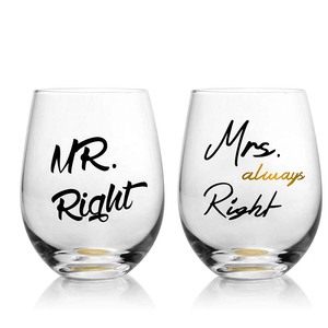 Mr. Giusto Mrs. sempre a destra personalizzabile cristallo Stemless vetro di lusso Design capacità di colore stile con scatola regalo - Product Image 1