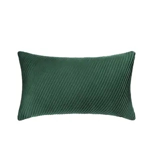 2022 New Green Folded Velvet Cushion Cover 20 X 12 Modern Home Decoration Throw Pillow Case Cover For Livingroom