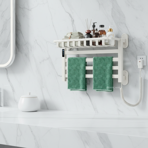 Porte-serviettes chauffant en <span class=keywords><strong>verre</strong></span> trempé et acier inoxydable, design usine, facile à installer, pour salle de bain, avec fonction de chauffage - Product Image 1