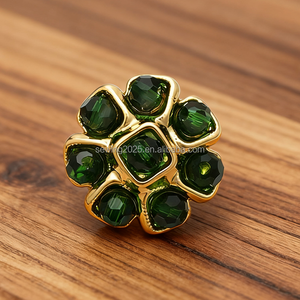 Bán Buôn Vàng Rhinestone Hoa Hình Thủy Tinh Kim Loại Nút-Shank May-On Nút Trang Trí Cho Áo Quần Áo - Product Image 6