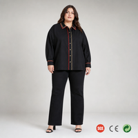 Chemise-veste surdimensionnée personnalisée pour femmes, taille plus, tricolore noir, rouge, or, manches longues, boutonnée, du 44 au 58