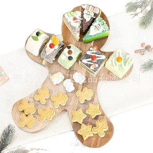 Christmas <b>Wooden</b> Gingerbread Man Cutting Board Natural Wood Color Multifunction Chopping <b>Block</b> For Dessert And Cooked Food Tray - Product Image 1