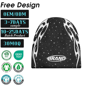 Gorro de Punto Acrílico Jacquard con Forro de Satén, Diseño Moderno 2025, Estampado de Goma en Relieve, Logotipo Personalizado, Pedrería Premium, Unisex para Adultos - Product Image 1