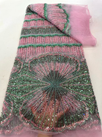 Dentelle en filet de perles colorées NI.AI, dentelle nigériane perlée et à sequins pour robe de mariée, tissu pour femmes