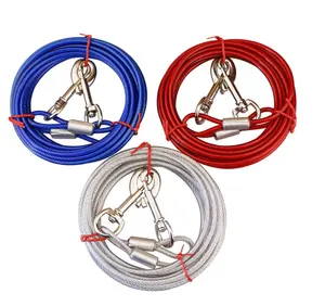 Steel Wire Pet Leashes Double Hooks 3 Colors Anti-Bite Dog Tie Out Cable Outdoor Lead Belt Dog Double Leash