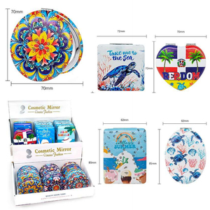Wholesale Personalized Tourist Souvenir Women's Pu Leather Mini Custom logo Pocket Mirror