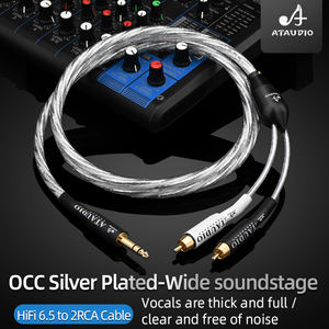 ATAUDIO Hifi 6,5mm <span class=keywords><strong>Jack</strong></span> a Dual <span class=keywords><strong>RCA</strong></span> macho a macho <span class=keywords><strong>Cable</strong></span> divisor con cobre puro chapado en oro Enchufe OCC Núcleo plateado - Product Image 5