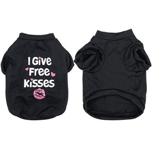 Camiseta de algodón para perros con estampado de besos gratis, ropa para mascotas para el día de San Valentín, estilo informal, lavable a máquina - Product Image 3