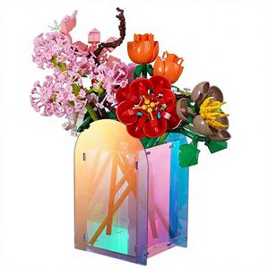 Acrylic <strong>Vase</strong> <strong>Lego</strong> <strong>Flowers</strong> Modern Decorative Puzzle Assembly Display Stand Home Office Creative Toy Bouquet Holder Smooth Finish - Product Image 1