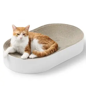 타원형 모양 마분지 작은 큰 고양이를 위한 큰 공간 고양이 찰상 포스트 라운지용 침대 고양이 Scratcher