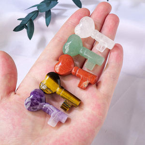 بالجملة سلسلة مفاتيح للشفاء من الكريستال الطبيعي منحوتة باليد الجمشت قلب محب للهدايا - Product Image 4