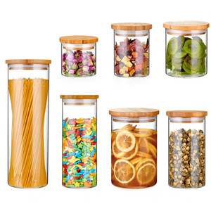 Frasco de Vidrio Transparente para Almacenamiento de Alimentos con Tapa de Bambú, Diámetro 65/85/100mm, Contenedor de Almacenamiento para Cocina - Product Image 4