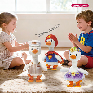 Juguetes de Peluche Electrónicos Interactivos, Animales de Peluche <span class=keywords><strong>Kawaii</strong></span> que Hablan y Reproducen Música, Pato Caminante con 5 Atuendos Opcionales - Product Image 1
