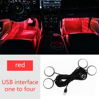 KEBOSIED - Éclairage ambiant LED pour voiture - Lumières décoratives sans fil pour l'intérieur du véhicule - USB - 4 lumières pour un effet atmosphérique