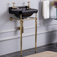 Carlton classique Double trou support bassin britannique américain rétro suspendu salle de bain évier papillon céramique mural
