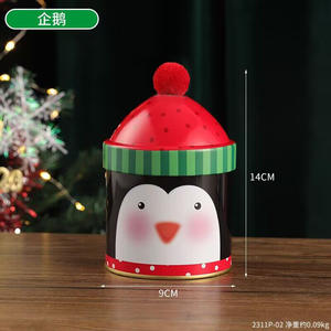 Boîte en fer blanc petite avec couvercles bonbons en vrac bonhomme de neige feuilles de thé biscuits en métal conteneurs de noël - Product Image 6