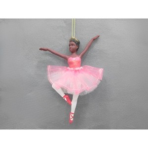 Pendentif de Noël Ballerine Sombre avec Ornement Rose - Product Image 1