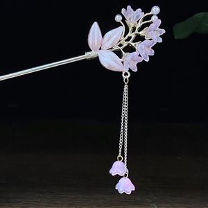 Horquillas para el cabello para mujer, estilo antiguo, palillo para el cabello vintage con flor de lirio, horquilla de aleación con borlas de nuevo estilo chino que se balancean al caminar - Product Image 3