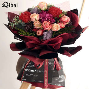 Qibai กระดาษห่อดอกไม้ทำจากสบู่รีไซเคิลกันน้ำพิมพ์คำสีสันสดใสสองด้านสไตล์<span class=keywords><strong>เกาหลี</strong></span> - Product Image 4