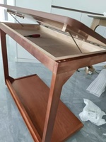 Table basse rectangulaire, table centrale, pieds en bois, table basse, table à thé, bureau, maison, roulettes universelles, plateau rabattable.