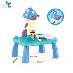 Huiye Kids LED Projector Art Drawing Funny Table Educational Toys Painting Board Magical Learning Desk Color Box