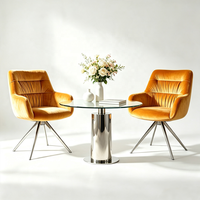 Chine 360 °   Fauteuil d'appoint pivotant rembourré en velours plissé avec pieds en chrome