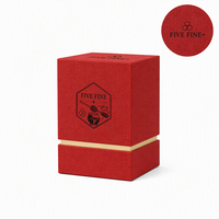 Boîte d'emballage pour miel en papier rouge rigide, écologique, avec laminage mat et gaufrage en feuille d'or