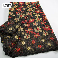 Tissu en dentelle de coton autrichien 3767, tissu en dentelle suisse africaine, voile, tissu en dentelle nigérian pour femmes, matériaux de couture, accessoires