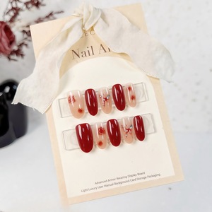 <span class=keywords><strong>Uñas</strong></span> artificiales de <span class=keywords><strong>flores</strong></span> de mariposa roja de alta calidad, juego de 30 piezas, almendra ABS con diamantes de imitación, prensa <span class=keywords><strong>en</strong></span> las <span class=keywords><strong>uñas</strong></span> - Product Image 2