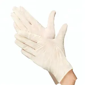 Beige Medical Latex Onderzoek Handschoeners Fabrieksprijs Guantes Medicos De Examen De Latex Gemaakt Van Malaysia Groothandel