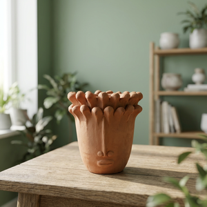 Vases en céramique et terre cuite modernes avec résine de verre pour la décoration de la maison et de la table, vase à fleurs artisanal écologique de couleur naturelle - Product Image 3