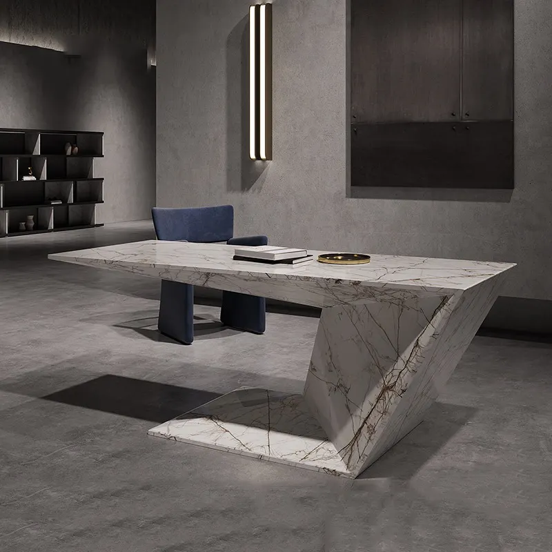 ร่วมสมัยหรูหราหินอ่อนโต๊ะทำงานบ้านที่ทันสมัยสำนักงานโต๊ะผู้จัดการออกแบบอิตาลีโต๊ะเจ้านาย