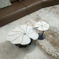 Table basse de salon en marbre de haute qualité MOVVON, design moderne, taille et couleur personnalisables pour usage commercial et bureautique