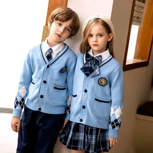 Cheap Promotional School Uniforms Wholesale Winter Children's Uniform British Style Knit Suit