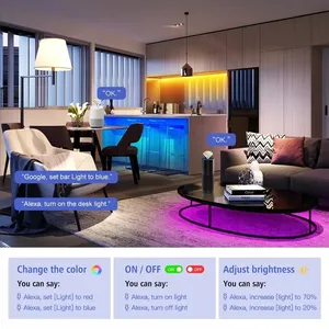 WiFiLEDストリップライトTuyaスマートLEDライフフレキシブルライトランプRGB5050デスクトップスクリーンTVバックライトダイオードテープサポートAlexaGoogle