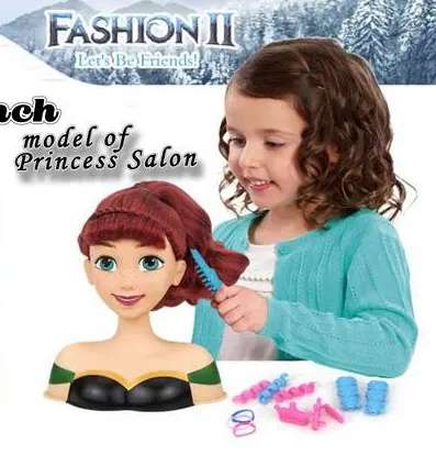 Vente chaude nouveau style enfants semblant jouer en plastique habiller mode formation coiffure tête de poupée pour les filles