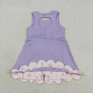 ชุดโยคะเด็กผู้หญิง ชุดเดรสขาสั้นแบบไม่มีแขนสำหรับเด็กเล็ก - Product Image 6